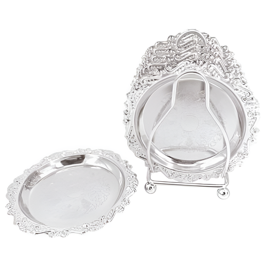 Untersetzer 6-teilig mit Standard FLOWER Silber - Saidi Lebensmitel