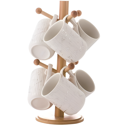 Keramik Tasse mit Holzständer - Saidi Lebensmitel