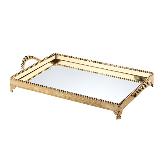 Spiegeltablett rechteckig gold 50 x 35 cm - Saidi Lebensmitel