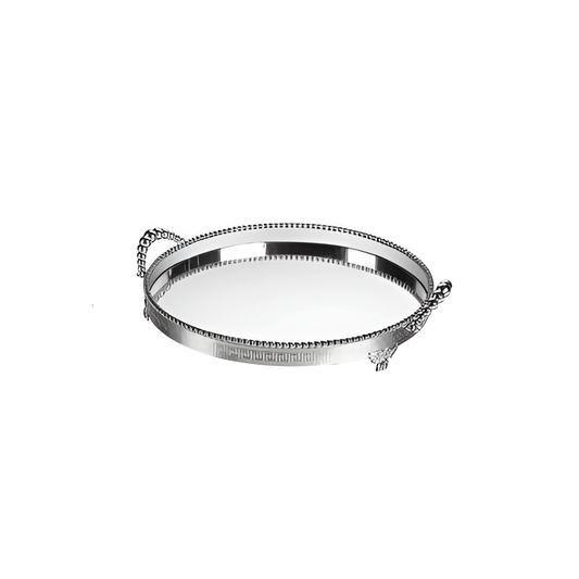 Spiegeltablett rund, fernes Design, Silber & Gold - Saidi Lebensmitel
