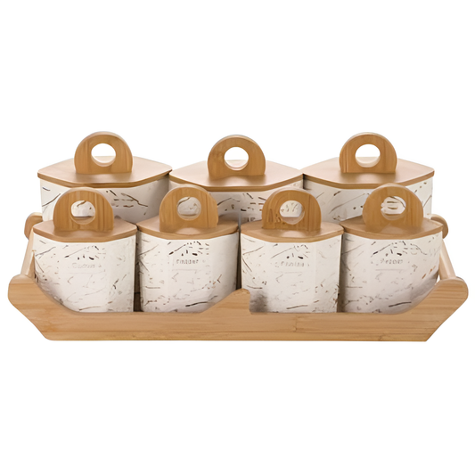 Keramik-Gewürzdosen-Set weiß - Saidi Lebensmitel